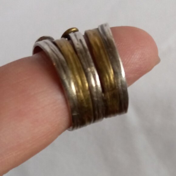 Handmade Silver & Bronze Amethyst Multi-Band Ring - Picture 3 of 8